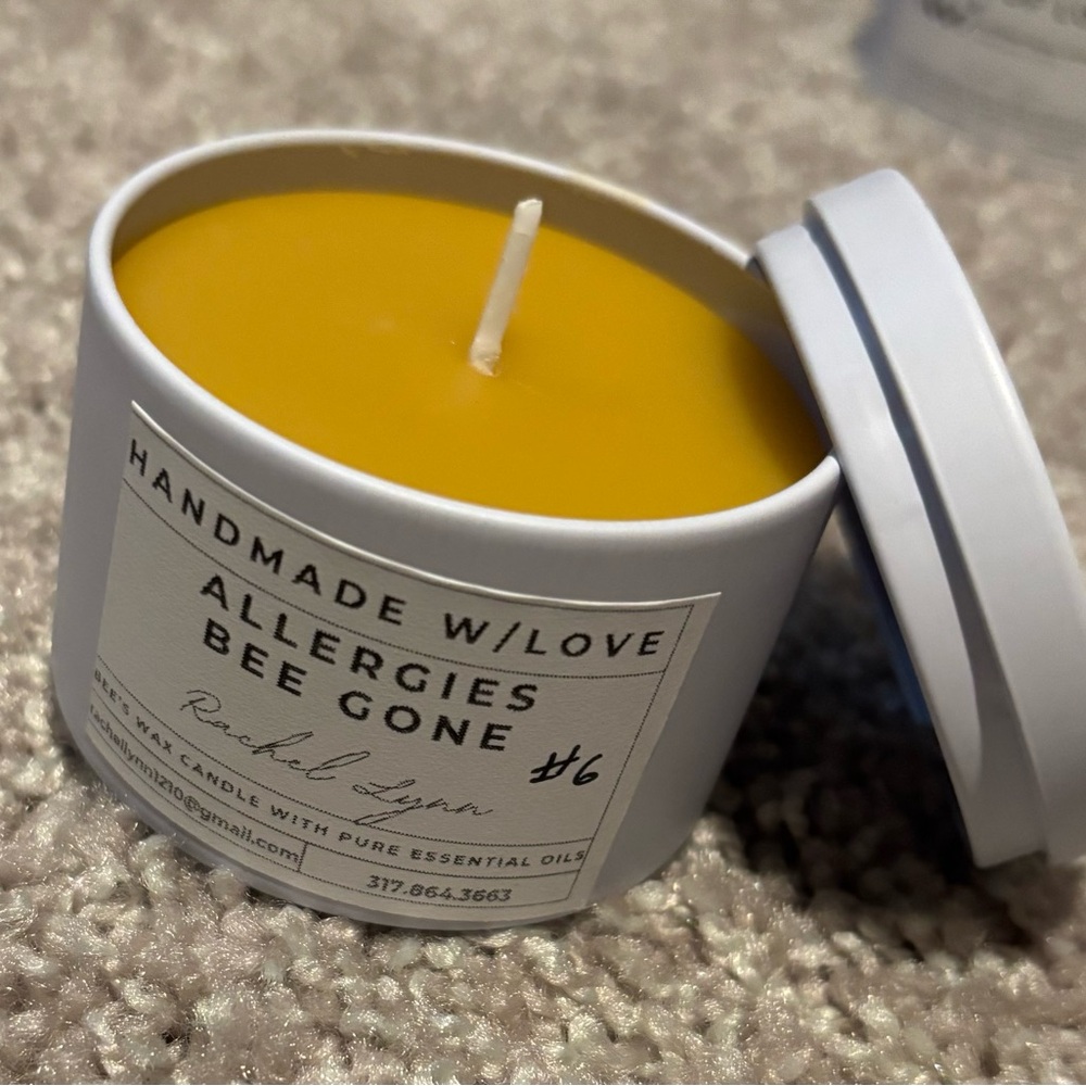 Natural Beeswax Candle | Pure DoTerra Essential oil ~ Allergies Bee Gone